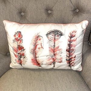 Threshold throw pillow embroidered feathers